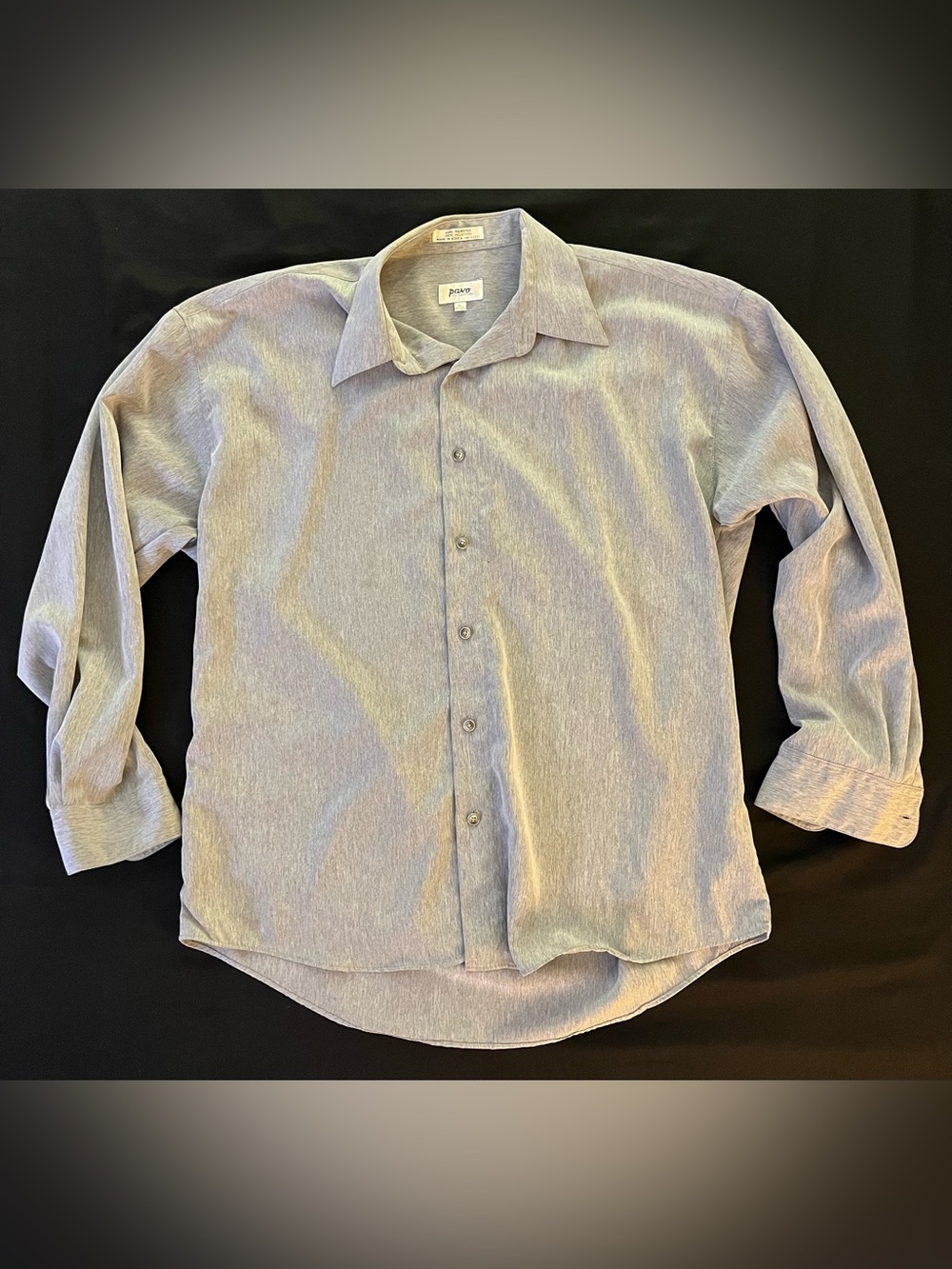 Vintage Pavo by Lastrada Men's Large Heather Grey 100% Polyester Polo Shirt L